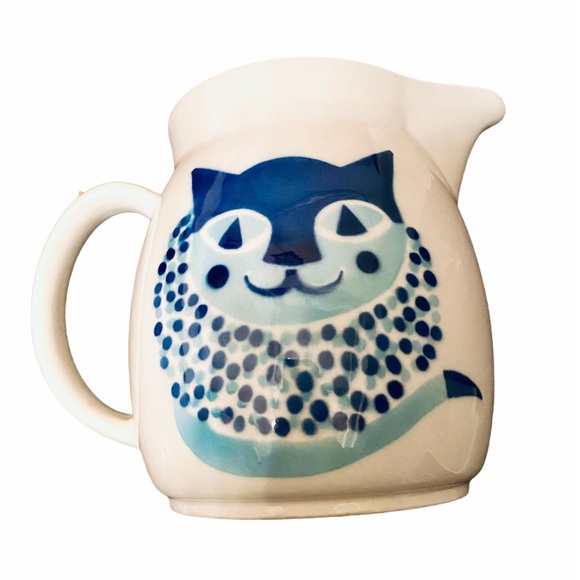 Finland Arabia Stoneware Blue Cat Milk Pitcher